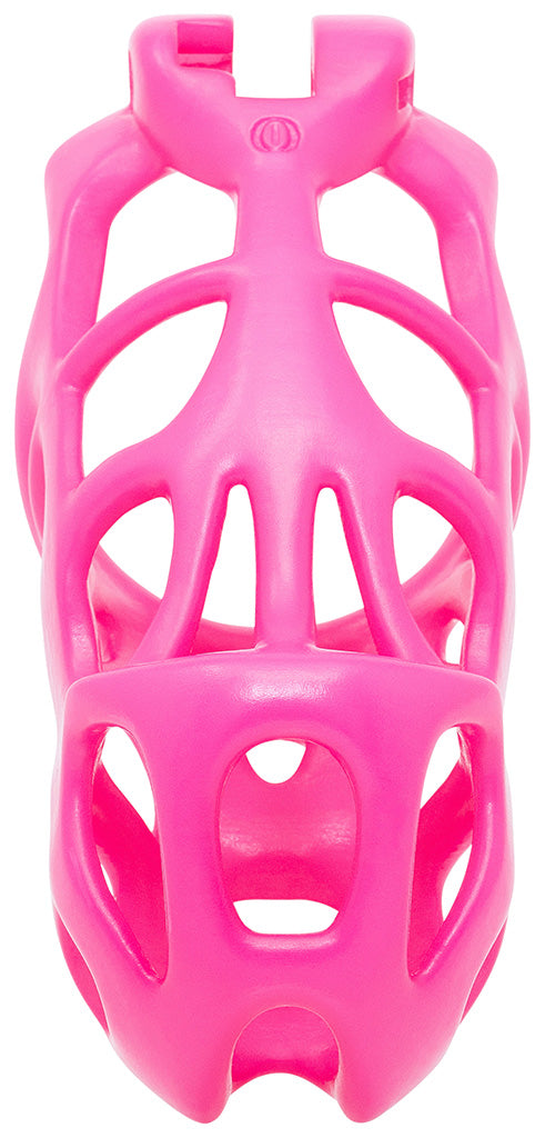 The front of a pink Hera barrel lock cage in XL size.