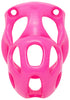 The front of a pink Hera hexlock cage in small size.