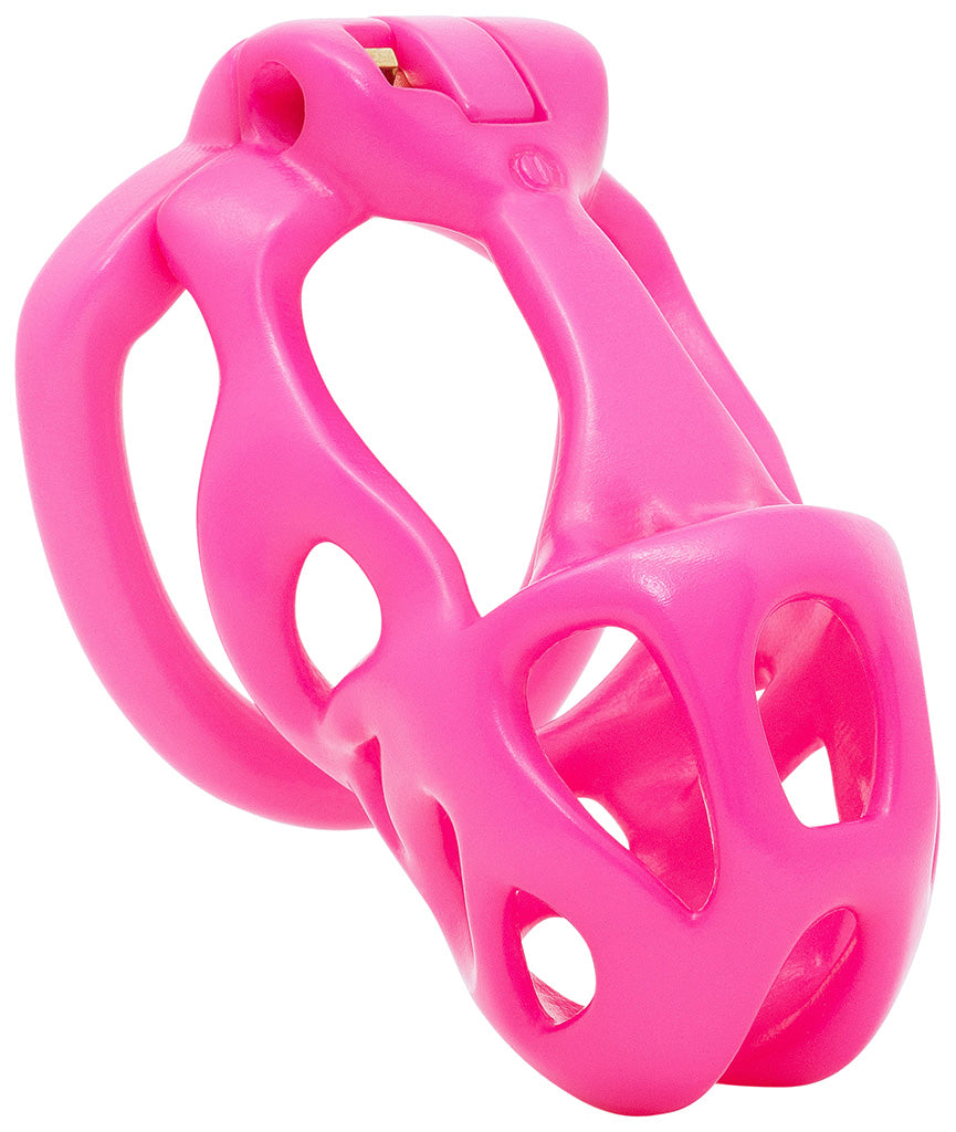 Pink Hera chastity kit in medium size with a barrel lock system.