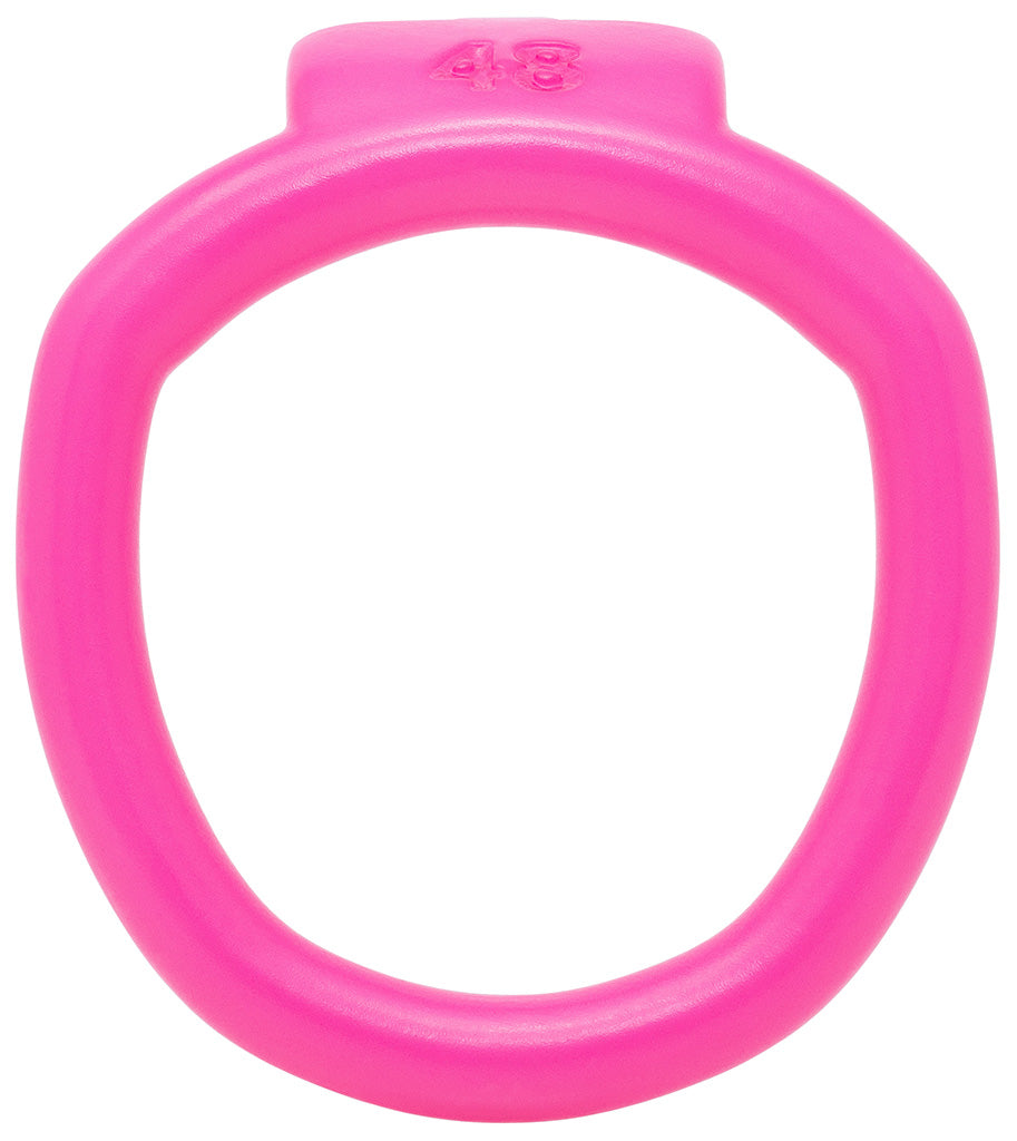 Pink Olympus 3D printed 48mm chastity back ring with a barrel lock system.