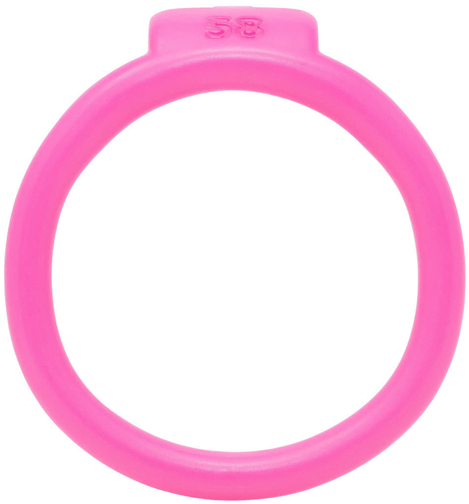 Pink Olympus 3D printed 58mm chastity back ring with a barrel lock system.