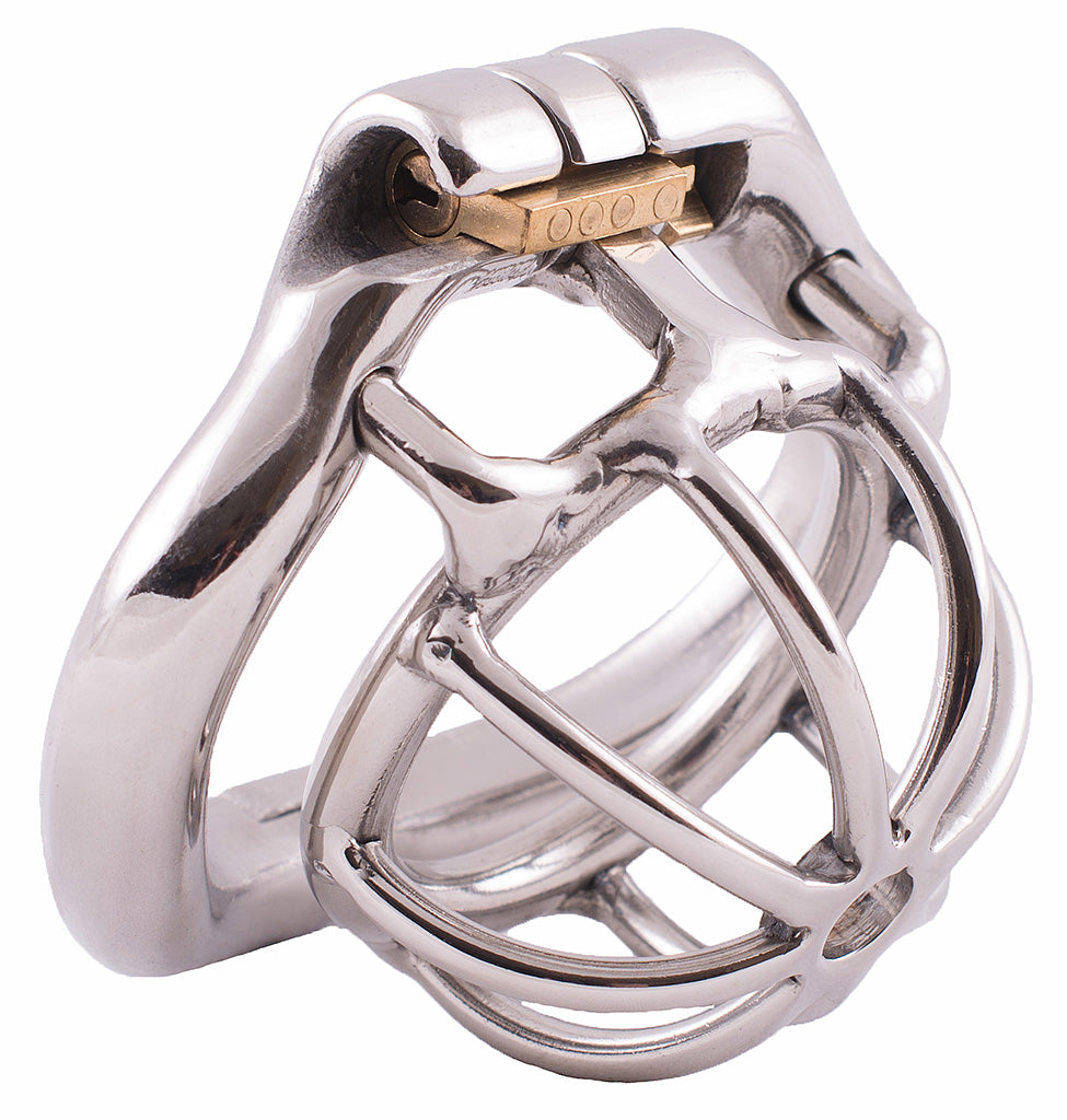 Lock The Cock Metal Male Chastity Cage With Hinged Ring For Beginners