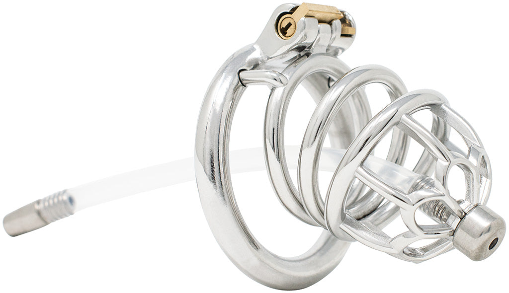 Buy the Hoosegow Stainless Steel Chastity Cage with Urethral Insert & 3  Graduated Sized Rings - Dallas